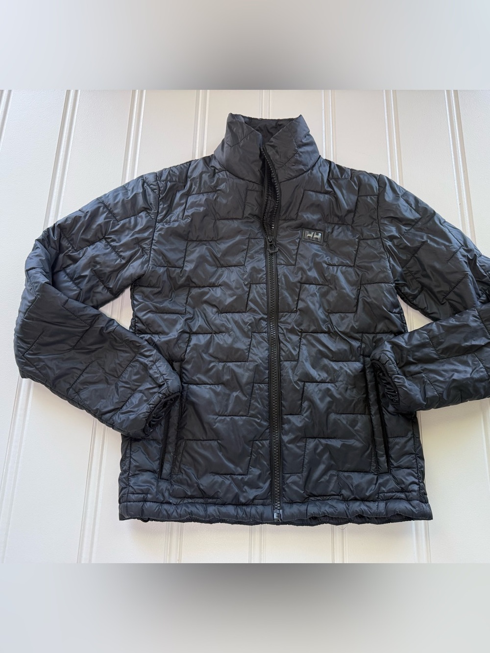 Helly Hansen Puffer Jacket Kids 10 140 Black Quilted Full Zip Lifaloft